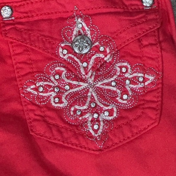 Miss Me Skinny Jeans Women 26 Red JP5335S8 Embroidered Rhinestone Pockets - Picture 3 of 14